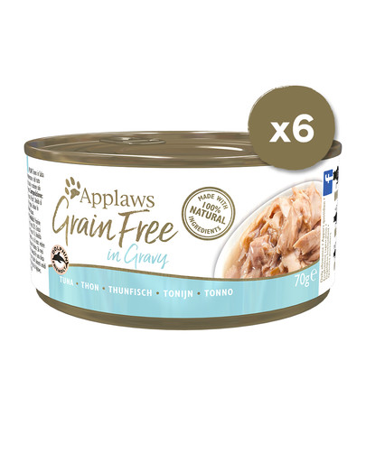 APPLAWS Cat Tin Grain Free 6 x 70 g Kačių drėgnas maistas tunas padažu
