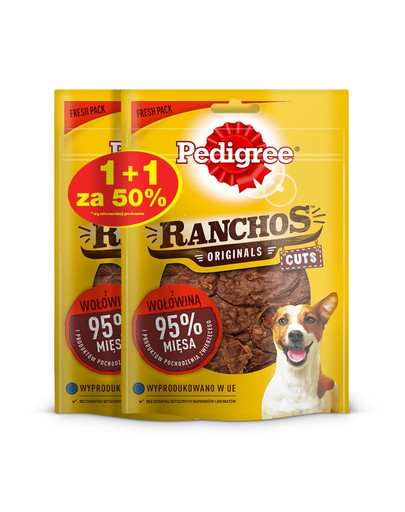 PEDIGREE Ranchos Originals Cuts 65g x 3 - šunų skanėstai su jautiena 1 + 50% NEMOKAMAI