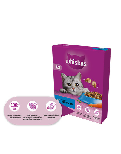 WHISKAS Adult 6x1,9 kg sausas ėdalas suaugusioms katėms su gardžiu tunu