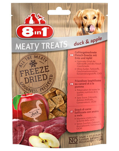 8IN1 šaltyje džiovintos mėsos skanėstai su antiena ir obuoliais 50 g
