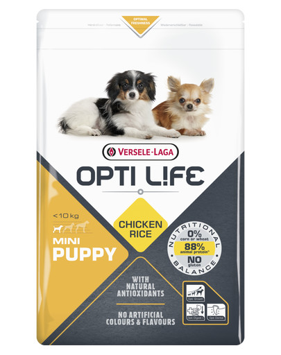 VERSELE-LAGA Opti Life Puppy Mini mažų ir miniatiūrinių veislių šuniukams Paukštiena 2,5 kg