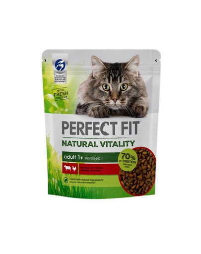 PERFECT FIT Natural Vitality 1+ z Wołowiną i Kurczakiem 650 g - sucha karma dla dorosłych kotów