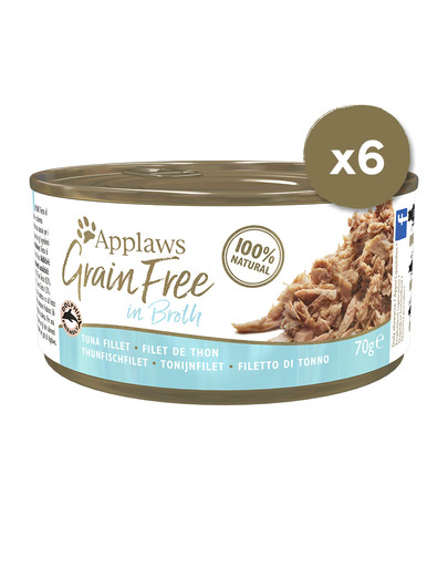 APPLAWS Cat Tin Grain Free 6 x 70 g Kačių drėgnas maistas tuno sultinyje