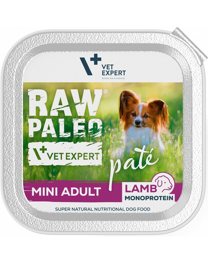 VETEXPERT RAW PALEO Paštetas Adult Mini Lamb 150 g Paštetas mažų veislių šunims ėriena