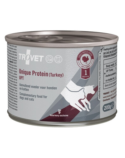 TROVET Unique Protein Turkey UPT šunims ir katėms kalakutiena 12x200 g