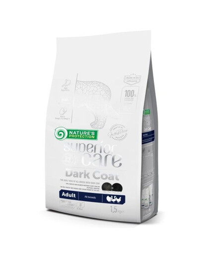 NATURE'S PROTECTION SUPERIOR CARE VISŲ VEISLIŲ TAMSAUS KAILIO SUAUGUSIŲ ŠUNŲ SAUSAS PAŠARAS SU PAUKŠTIENA 1,5 kg