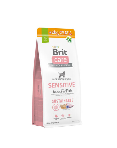 BRIT Care Sustainable Sensitive Insect & Fish suaugusiems šunims su vabzdžiais ir žuvimis 12+2 kg
