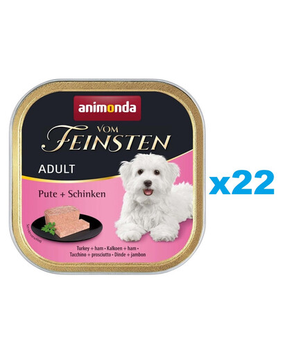 ANIMONDA Vom Feinsten Adult Turkey&Ham 22x150 g kalakutiena ir kumpis suaugusiems šunims