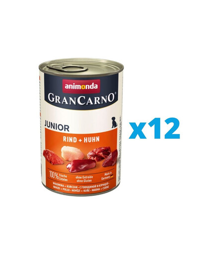 ANIMONDA GranCarno Junior rinkinys su jautiena ir vištiena 12 x 400 g