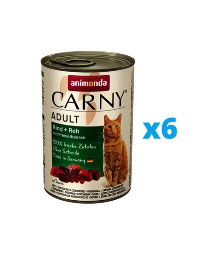 ANIMONDA Carny rinkinysjautiena/stirniena su mėlynėmis  6 x 400 g