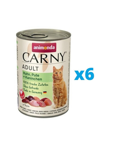 ANIMONDA Carny Adult Vištiena, kalakutiena ir triušiena 6 x 400 g
