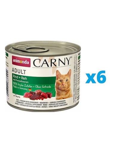 ANIMONDA Carny rinkinys jautiena/stirniena su mėlynėmis 6 x 200 g