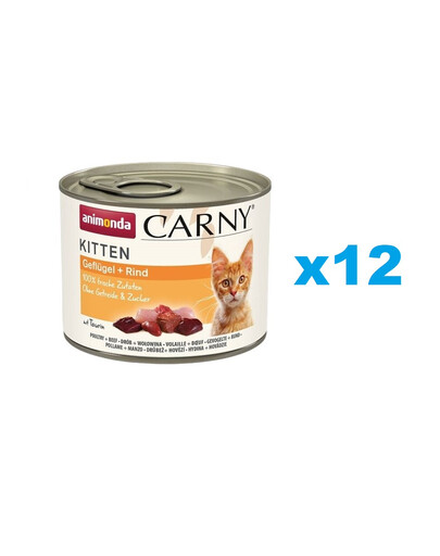 ANIMONDA Carny Kitten Poultry&Beef 12x200 g paukštiena ir jautiena kačiukams