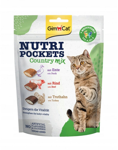 GIMCAT Nutri Pockets Country Mix 150 g mėsos skanėstas katėms