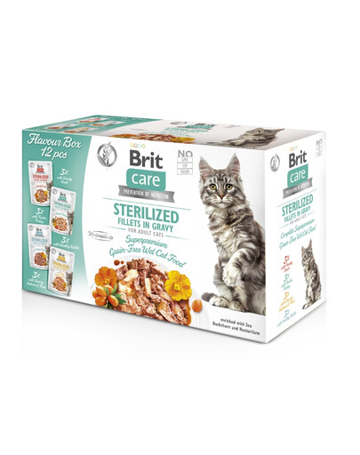 BRIT CARE Fillets in Gravy Box Pouch Sterilizuota 12X85g sterilizuotoms katėms