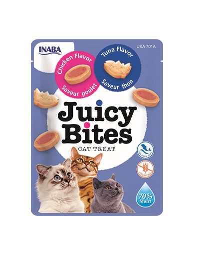 INABA Juicy Bites drėgni tuno ir vištienos skanėstai katėms 33,9 g (3x11,3 g)