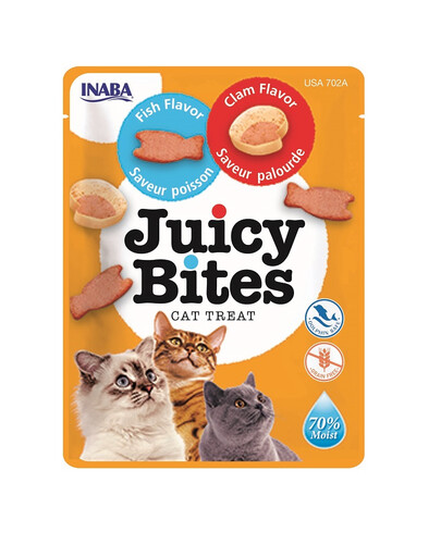INABA Juicy Bites drėgni žuvies ir moliuskų skanėstai katėms 33,9 g (3x11,3 g)