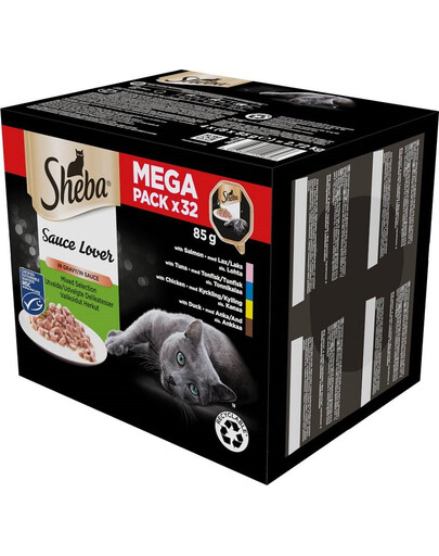 SHEBA Ančių, vištienos, lašišų ir tunų padažai 32x85g