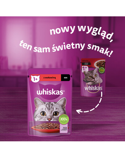 WHISKAS Adult saszetka 28x85g drėgnas pašaras suaugusioms katėms su jautiena