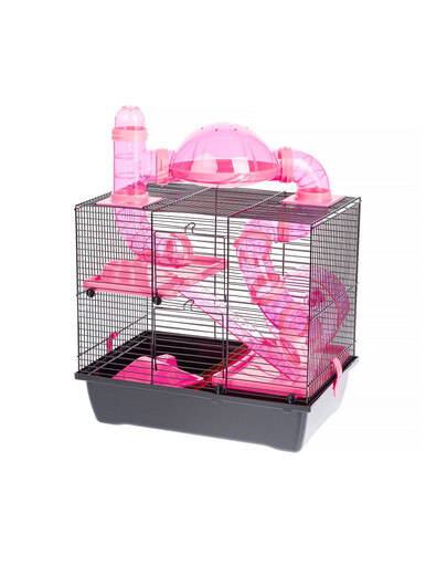 INTERZOO "Rocky + Terrace" žiurkėnų narvelis 42 cm rožinės spalvos