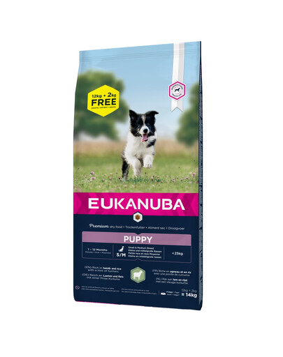EUKANUBA Maistas mažų ir vidutinių veislių šuniukams su ėriena ir ryžiais 14 kg