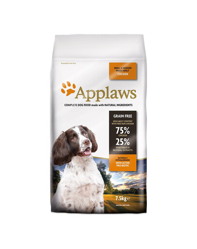 APPLAWS Dog Dry Adult mažų ir vidutinių veislių su vištiena 7,5 kg