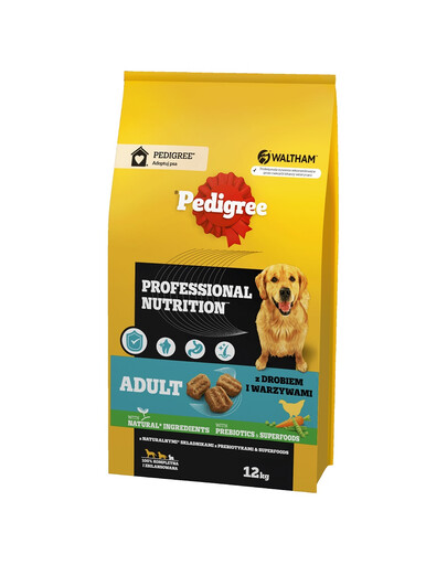 PEDIGREE Adult Professional Nutrition 12 kg su paukštiena ir daržovėmis dideliems ir vidutinio dydžio šunims