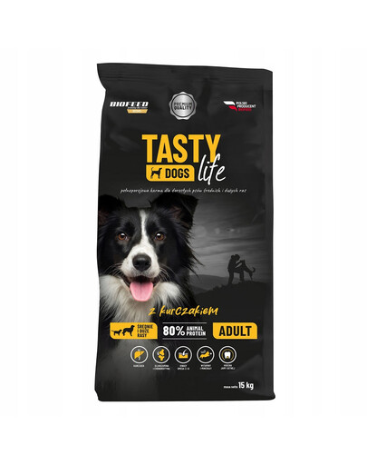 BIOFEED TASTY LIFE Premium su vištiena vidutinių ir didelių veislių šunims 15 kg
