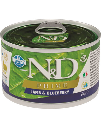 FARMINA N&D Prime Dog Lamb & Blueberry Mini konservai 140 g