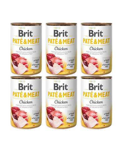 BRIT Pate&Meat chicken 6x400 g vištienos paštetas šunims