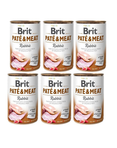 BRIT Pate&Meat rabbit 6x400 g triušienos paštetas šunims