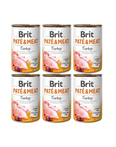 BRIT Pate&Meat turkey 6x400 g kalakutienos paštetas šunims