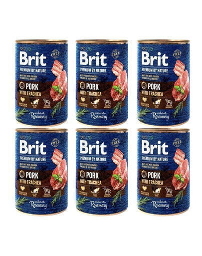 BRIT Premium by Nature 6x400 g su kiauliena ir stemple šunims