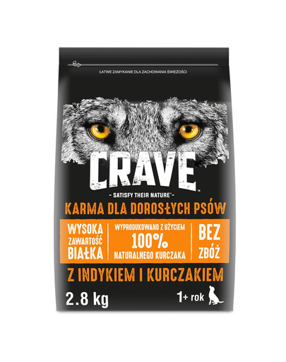 CRAVE sausas maistas 2,8 kg su kalakutiena ir vištiena (visavertis maistas be grūdų suaugusiems šunims)