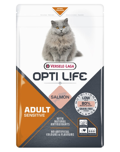 VERSELE-LAGA Opti Life Cat Adult Sensitive Salmon 1 kg jautrioms suaugusioms katėms