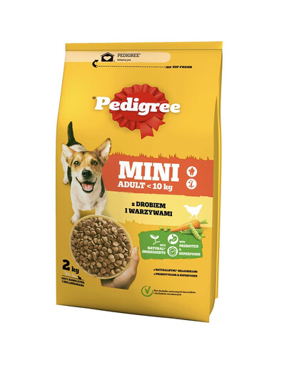 PEDIGREE Vital Protection Mini 2kg su vištiena ir daržovėmis suaugusiems mažų veislių šunims