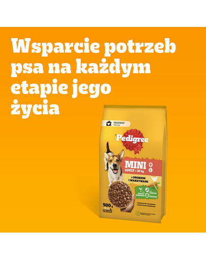 PEDIGREE Adult MINI 12x500 g su vištiena ir daržovėmis sausas visavertis pašaras suaugusiems mažų veislių šunims