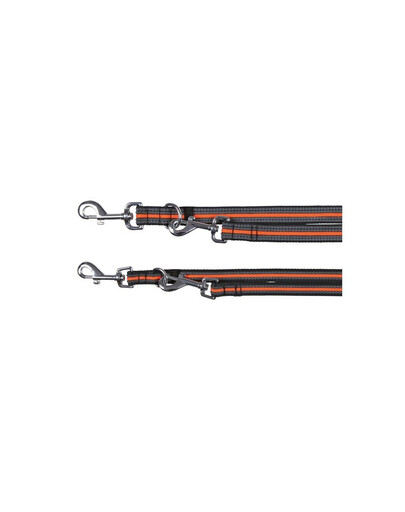 Trixie pavadėlis "Fusion Adjustable Lead"  l-xl 2 m / 25 mm juodas - oranžinis