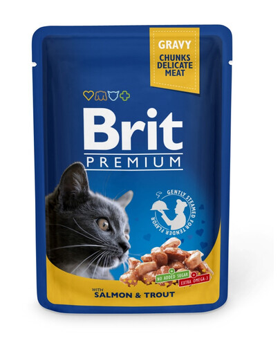 BRIT Premium Cat Adult lašiša ir upėtakiu katėms 24 x 100g