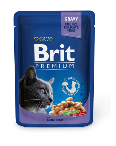 BRIT Premium Cat Adult Cod Fish menkės paketėlis katėms 24 x 100 g