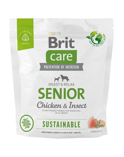 BRIT CARE Sustainable Senior chicken insekt vyresniems šunims su vištiena ir vabzdžiais 1 kg