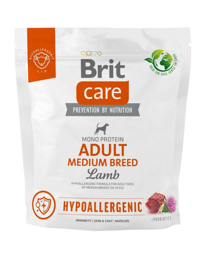 BRIT Care Hypoallergenic Adult Medium Breed su ėriena 1 kg