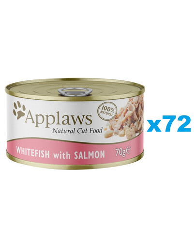 APPLAWS Cat Adult Whitefish with Salmon in Broth balta žuvis ir lašiša sultinyje 72x70g