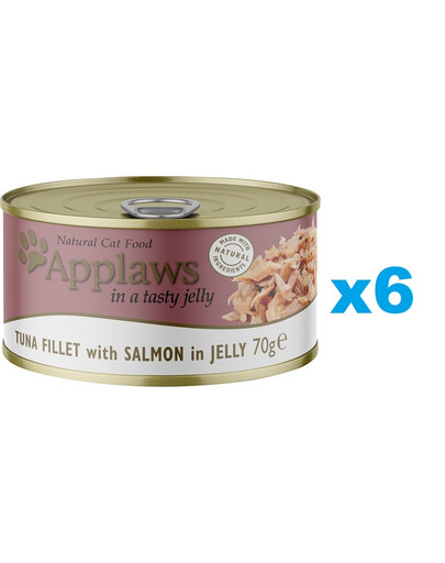 APPLAWS Cat Adult Tuna Fillet with Salmon in Jelly tunas ir lašiša drebučiuose 6x70g