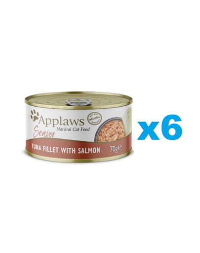 APPLAWS Cat Senior Tuna with Salmon in Jelly tunas su lašiša drebučiuose senjorams 6x70g