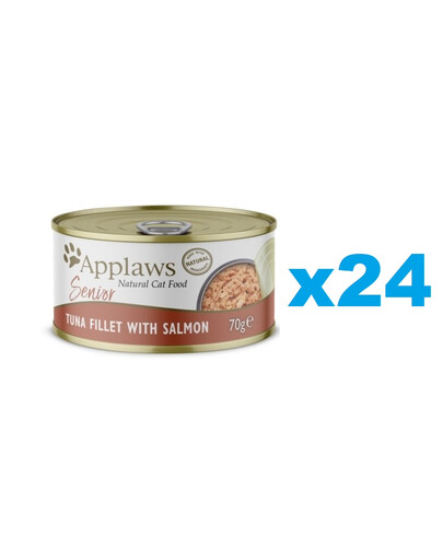 APPLAWS Cat Senior Tuna with Salmon in Jelly tunas su lašiša drebučiuose senjorams 24x70g