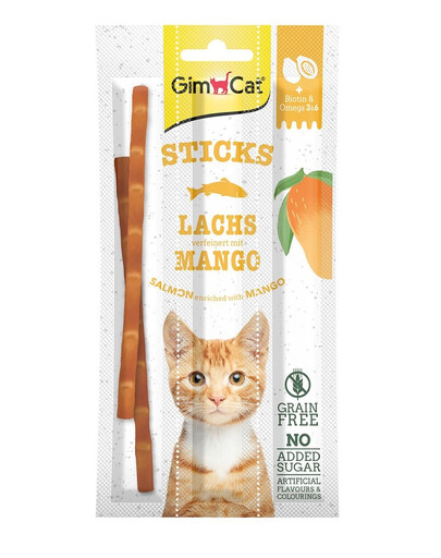 GIMCAT Sticks Salmon&Mango 3 vnt. lašišos ir mangų lazdelės
