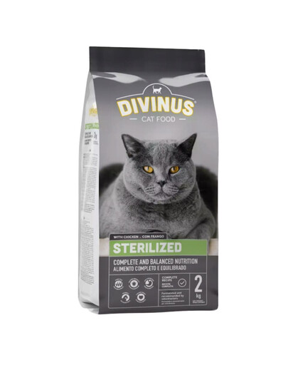 DIVINUS Cat Sterilized sterilizuotoms katėms 2 kg