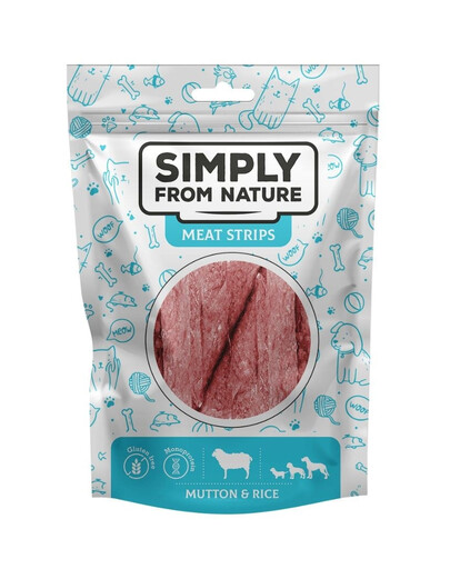 SIMPLY FROM NATURE Meat Strips Mėsos juostelės su aviena ir ryžiais šunims 80 g