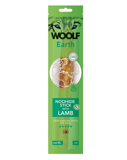 WOOLF Earth Noohide Stick with Lamb XL 85g Avienos lazdelė
